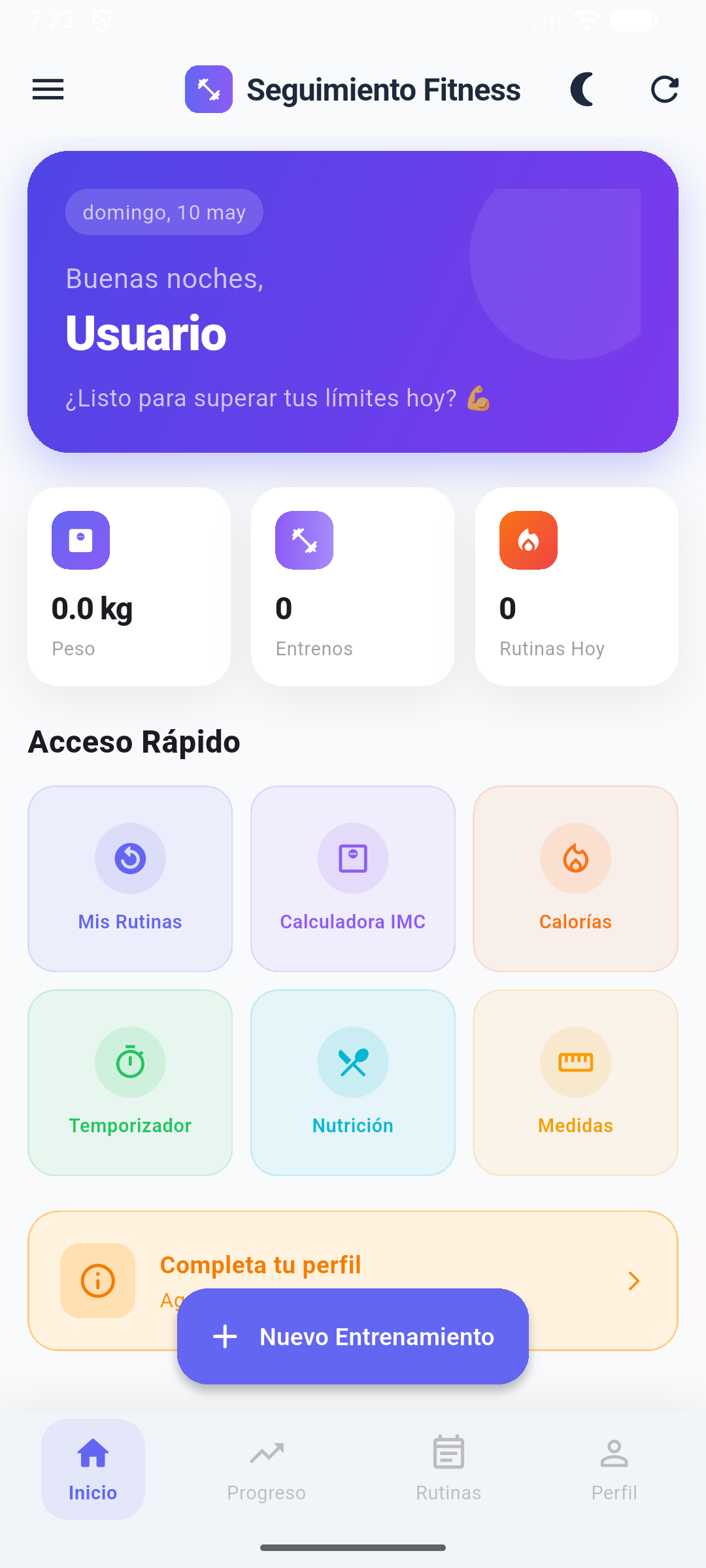 Seguimiento Fitness - Vista 2